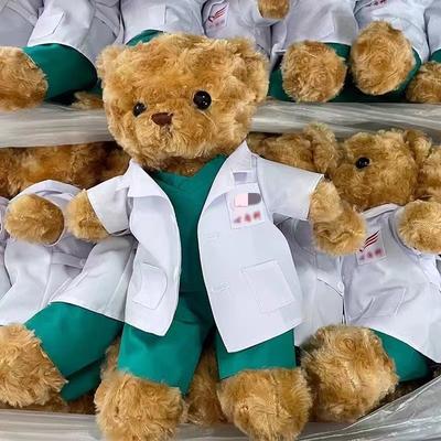 Creativo oso de peluche con bata blanca, uniforme de médico enfermera, juguete de peluche de oso, regalo para actividad de unidad