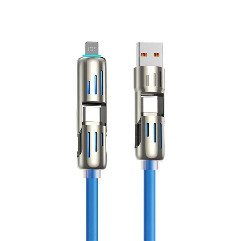 1m 4 In 1 Data Cable 240W Super Fast Charging Type-C/USB To Type-C/8Pin Liquid Silicone Cord