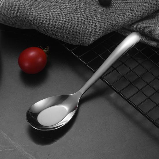 Stainless Steel Soup Spoon with Deep Head Mirror Polished Dessert Eating Spoon Heavy-Duty Tableware for Home Restaurant