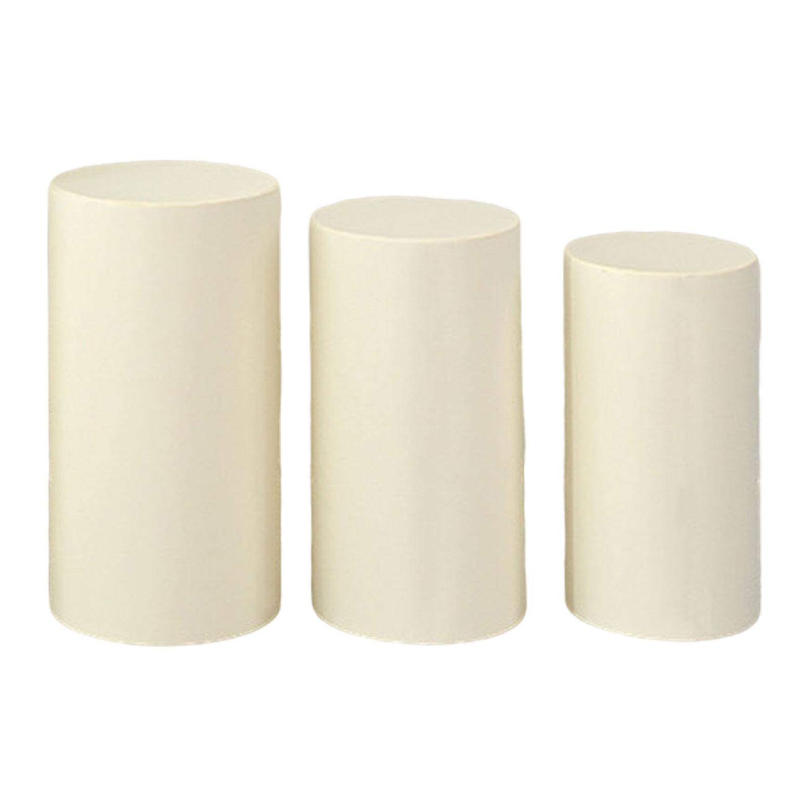 

Cylinder Dessert Pedestal Covers Elegant Polyester Cylinder Tablecloth for Birthday Party Wedding Banquet Festive Display бежевий