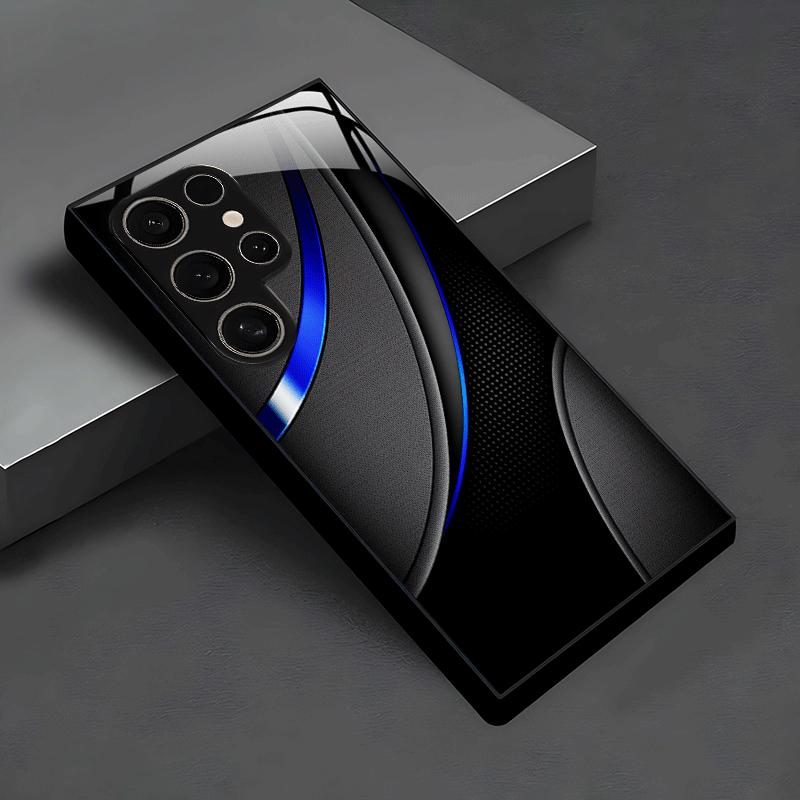 Black blue curved glass phone case for Samsung Galaxy S26 S25 S24 S23 S21 S20 fe/plus/ultra anti fingerprint and dustproof