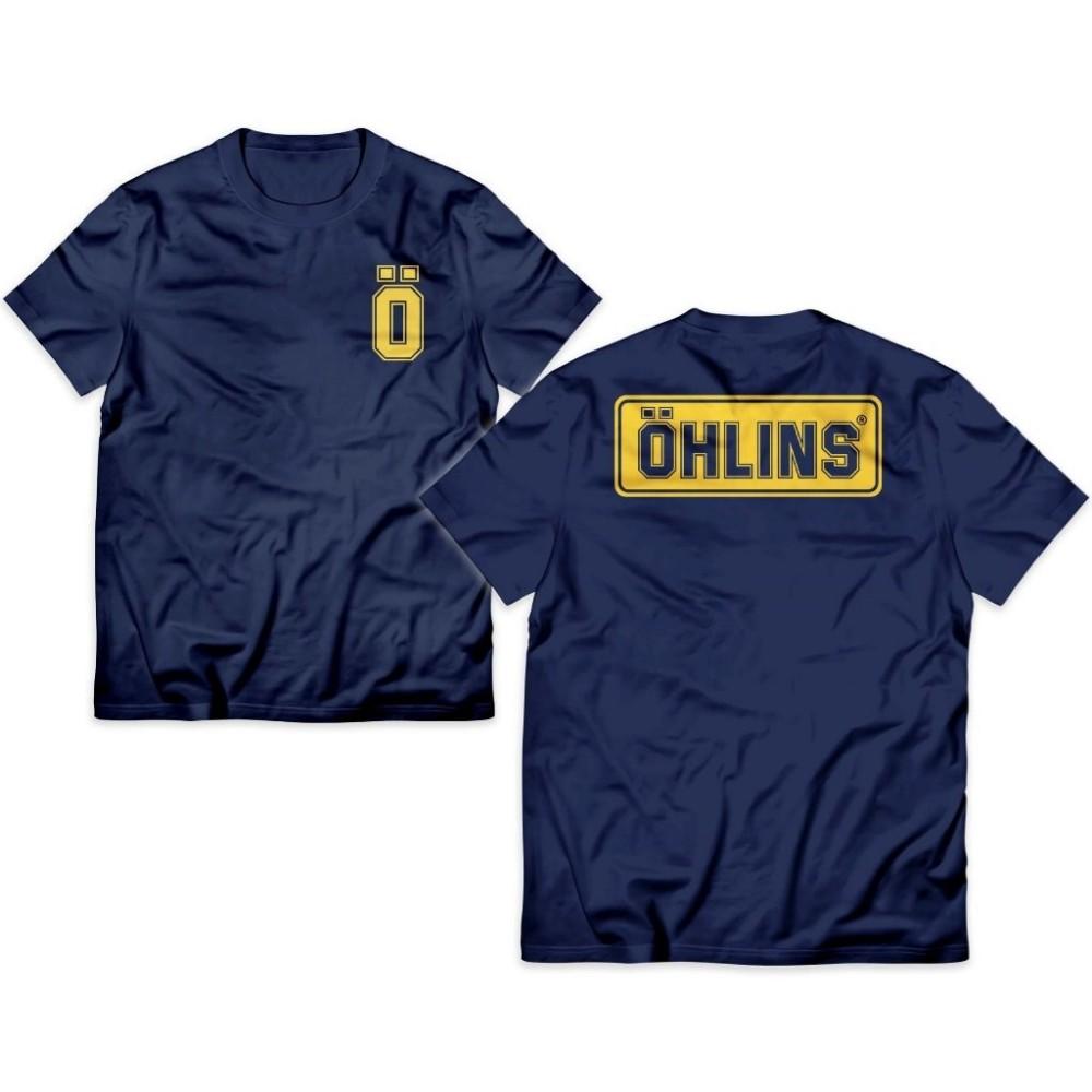 2026 Casual Ohlins Racing Original TShirt Featuring Modified Motorcycle And Car Logos Baju Distro Pure Cotton Top