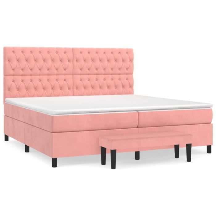 3138048 vidaXL Lit à sommier tapissier avec matelas Rose 200x200 cm Velours