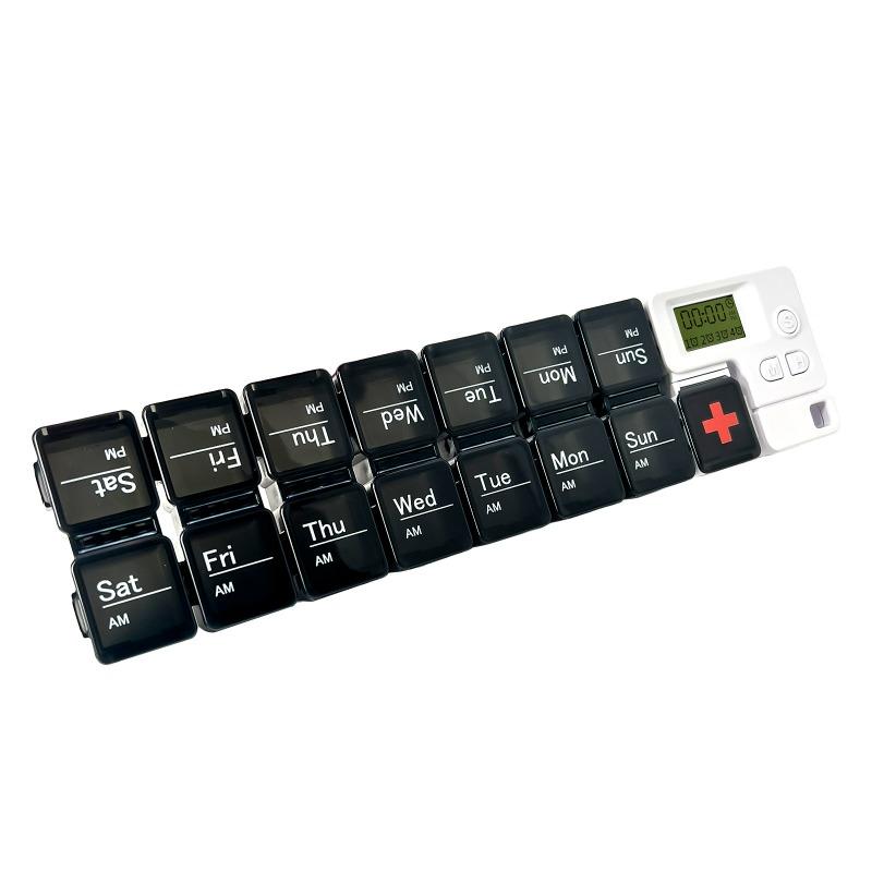 Pill Organizer with Medicine Reminder Alarm Weekly Large Capacity Vitamin Box Organizer AM PM Daily Travel Medication Box