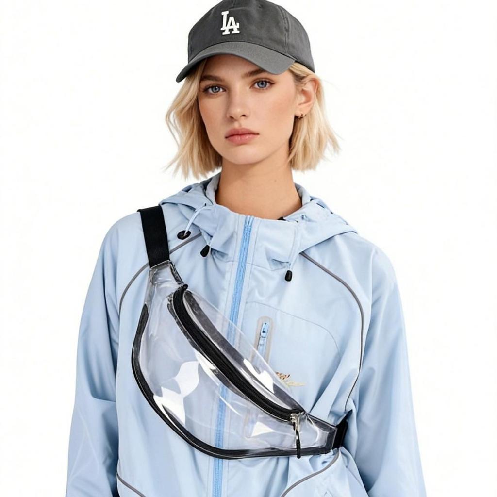 Customizable Transparent PVC Crossbody Bag for Women: Waterproof, with Logo, Ideal for Outdoor Sports & Beach.