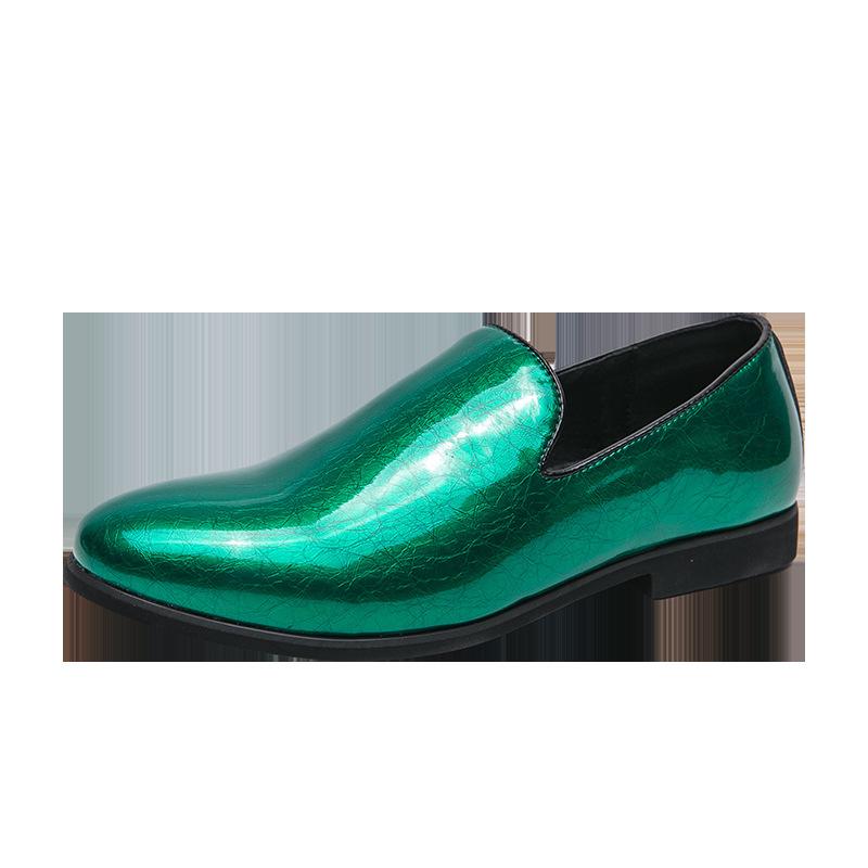 2025 New Gradual Change Color Patent Leather Glossy Leather Shoes Men's Youth Trend Foot Casual Leather Leathershoes