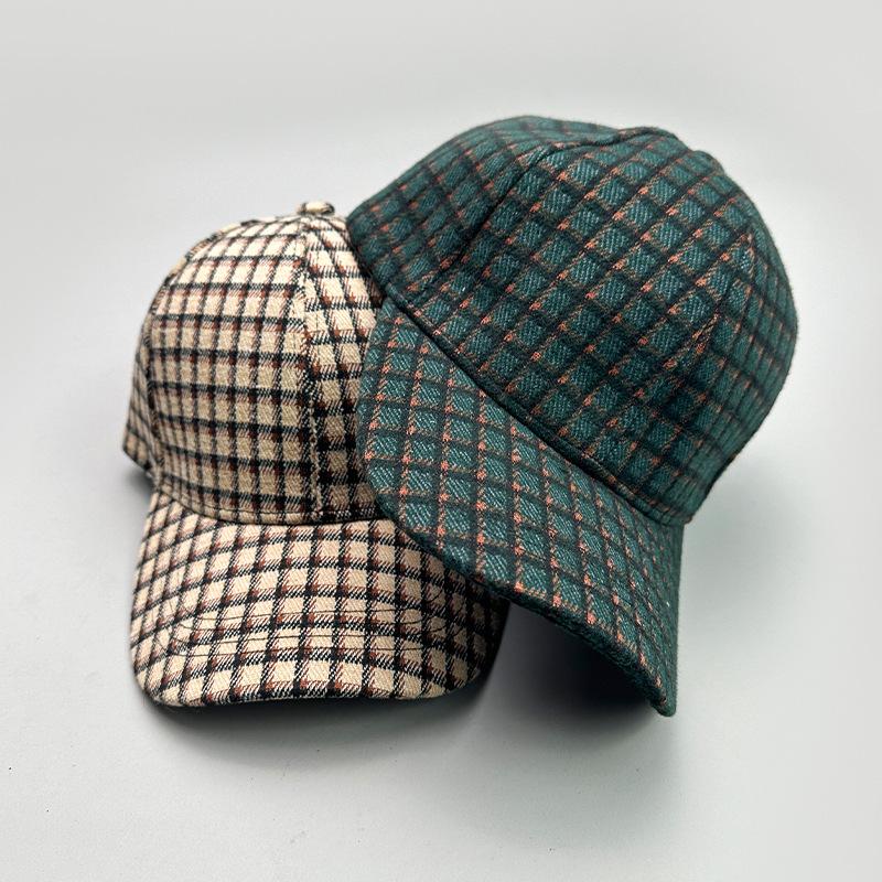 Spring And Summer Plaid British Retro Thousand Bird Grid Classic Baseball Cap Men And Women Retro Sunshade Personality Fashion Versatile