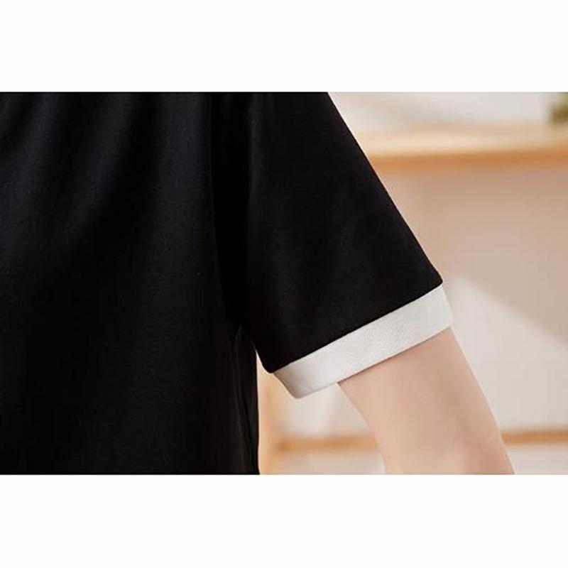 Women's Summer Two Piece Set Casual Tracksuit with Round Neck Short Sleeves Embroidered Loose Wide Leg Pants Sporty Set