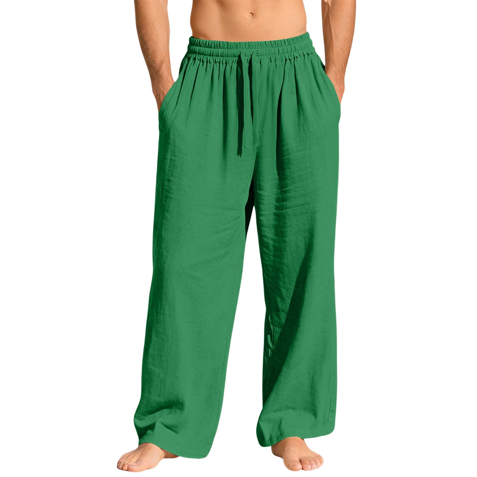 Men s Relaxed-Fit Drawstring Straight-Leg Pants M зелёный