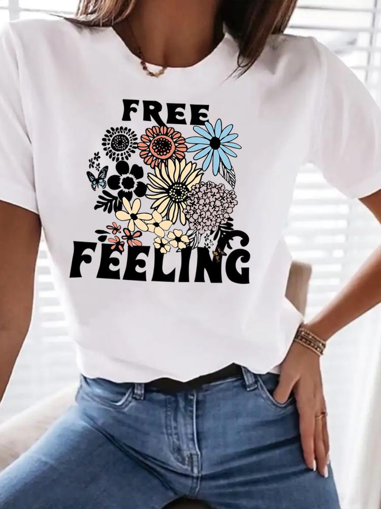 (Asian Size) Tee Top Clothing T Shirt Women Leopard Love Heart Fashion Woman Print Female Short Sleeve Graphic T-shirts