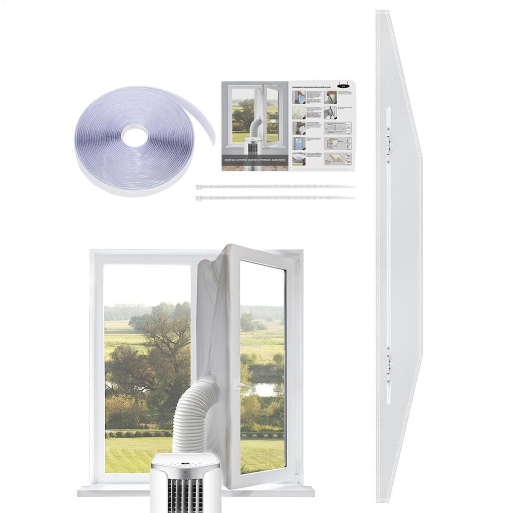Air Conditioner Window Seal AC Insulation Blocker Set with Zip Air Conditioner Window Vent Kit for Home Bedroom Apartment
