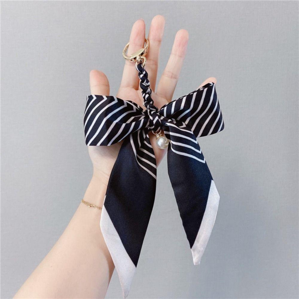 Flower Scarf Bow Keychain Pearl Bag Accessories Headset Pendant Bowknot Bag Pendant  Girl