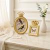 Desktop Photo Frame with Gold-Tone Finish, Ornate Crown Detail, Decorative Resin Picture Frame for Tabletop or Wall Mount Styling