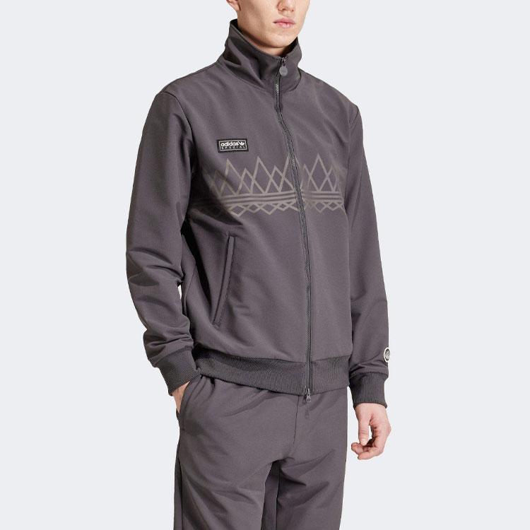 Adidas Originale Suddell Geometrisches Muster Bedruckte Stehkragen Langarm Jacke Herren Jacke Grau IN6754