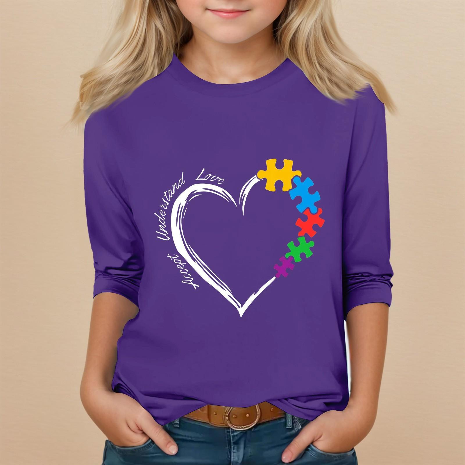 

Детский топ с круглым вырезом и рукавами, на каждый день с принтом ко Дню святого Валентина 130 фиолетовый