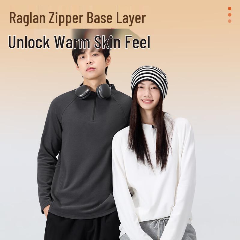 MINISO Men's Thermal Half-Zip Long Sleeve T-Shirt