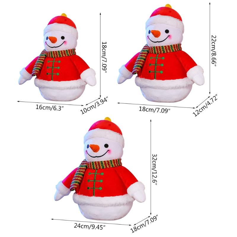 7/8/12’’ Plush Toy Mini Snowman Lovely Christmas Ornament Soft Stuffed Cotton Toy for House Decoration Hanging Gift Toy