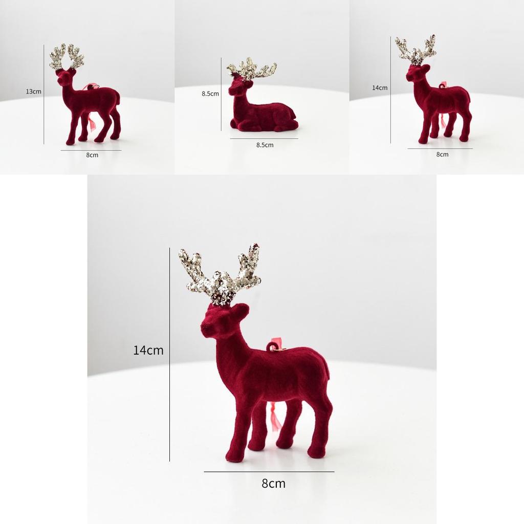 Stunning Christmas Reindeer Ornament Sparkling Burgundy Velvet Decorative Accent For Holiday Trees