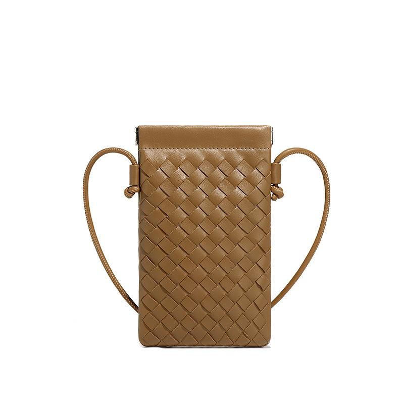 Borsa a Spalla Retro per Cellulare Intrecciata a Mano Moda Stile Casual Pochette da Donna