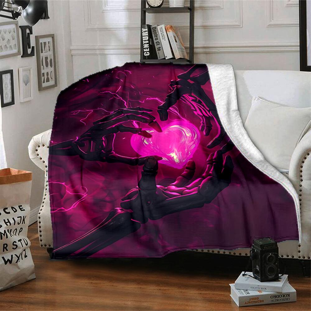 1pc Skelelove Heartbeat Blanket, Lightweight Flannel Throw Blanket for Sofa, Bed, Travel, Camping, Living Room, Office, Couch, Chair, and Bed