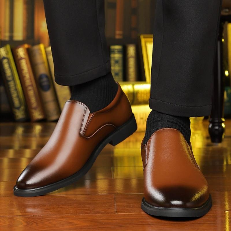 2026 Herren Business Formell Freizeit Schuh Herren Atmungsaktive Lederschuhe Schwarz Weiches Leder Weiche Sohle Frühling Trauzeuge Homme