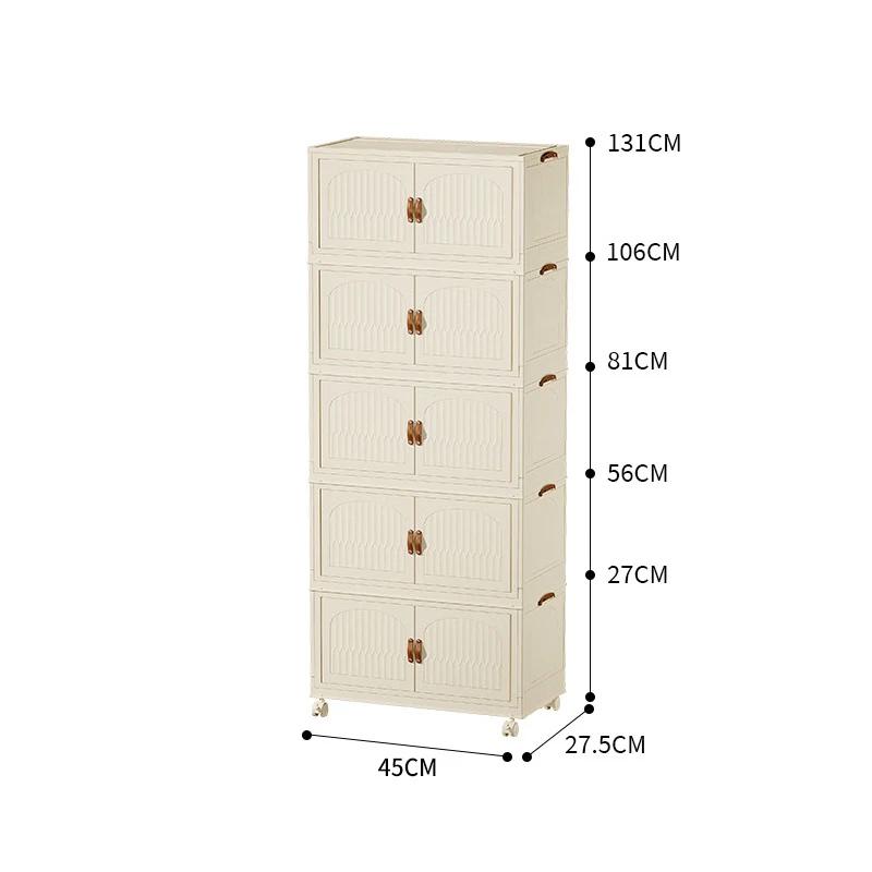 Miling Foldable Movable 5-Tier Plastic Storage Cabinet