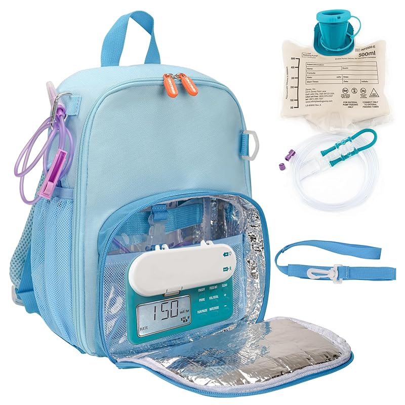 Feeding Tube Backpack Fits 500ml Bag and Enteral Feeding Pump (Compatible with EnteraLite Infinity, Flocare Infinity and Kangaroo Joey), Feeding Tube