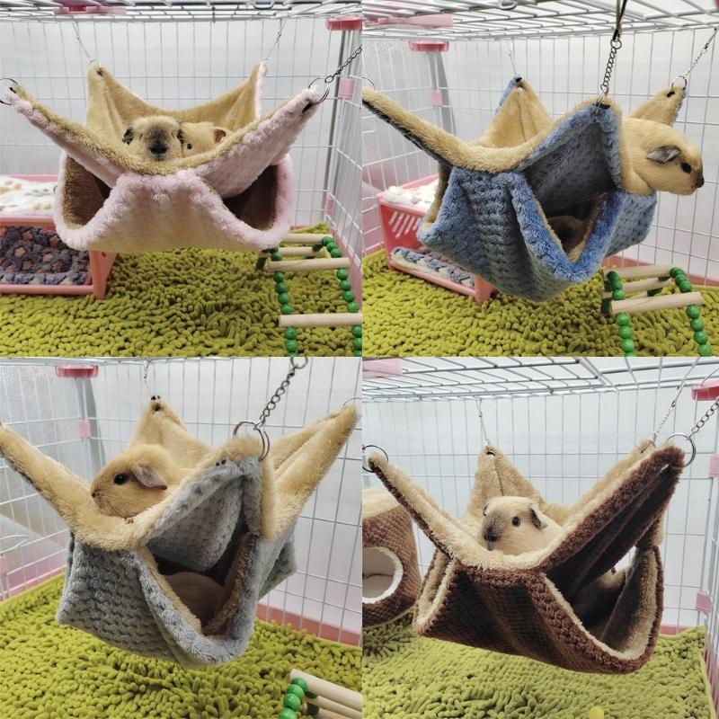 Hammock Birds Plush Hanging House Small Animals Squirrel Double Layer Hammock Beds Parrot Nest Squirrel Warm House