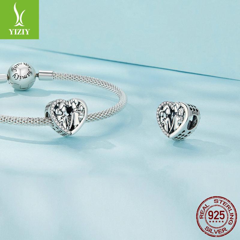 S925 Silver Warm Family Bracelet Beads, Loving Family Handmade Diy Beads Loose Beads