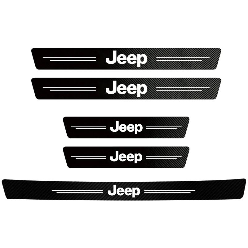 Dla Jeepa Wysokiej jakości Naklejka Ochronna na Próg Drzwi Samochodowych z Włókna Węglowego Dla Jeep Wrangler Grand Cherokee Compass Wagoneer Gladiato