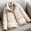 Winter new fashion temperament small short stand-up collar thickened white duck down thin warm jacket