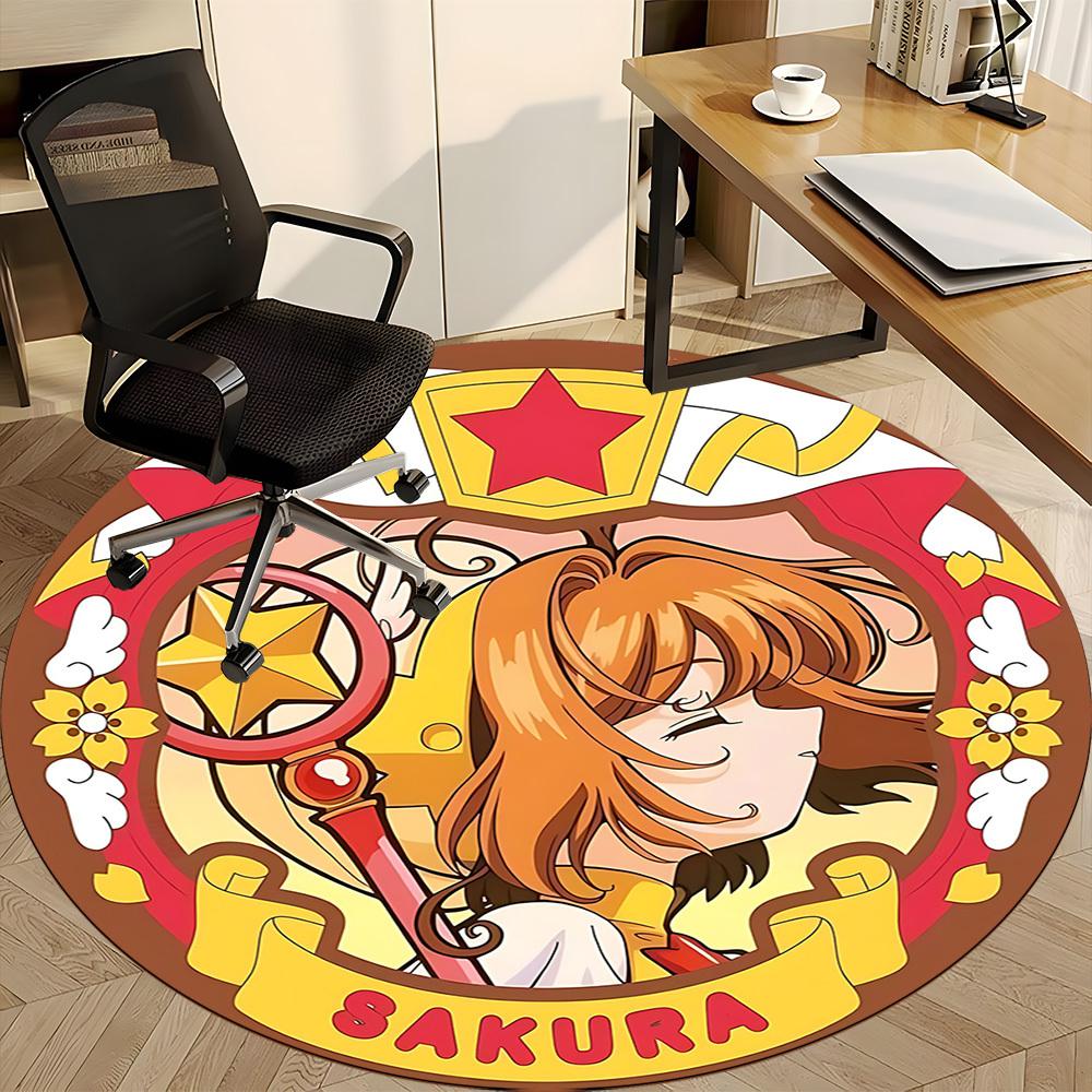 1pc Cardcaptor Sakura Office Round Area Rug, Indoor Mat Suitable For Office, Under Office Chairs Bedroom Living Room Home Decor  A0908147