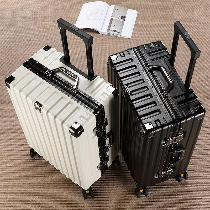 Durable Leather Carry-on Trolley with Combination Lock for Students and Men