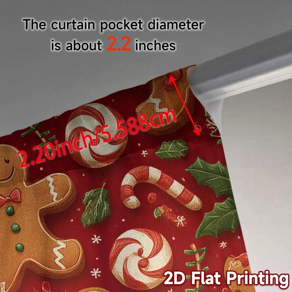 2D Flat Printing,JIT 2pcs, Curtains (Without Rod) Gingerbread Cheer Fashionable Modern Curtains Prints Light Filtering Curtains