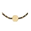 CHANEL Classic Logo Pendant Metal Necklace Women's Black