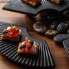 Fan-shaped Striped Plate Restaurant Creative Sushi Plate Afternoon Tea Cake Dessert Decor Plate Home Breakfast Ceramic Tableware