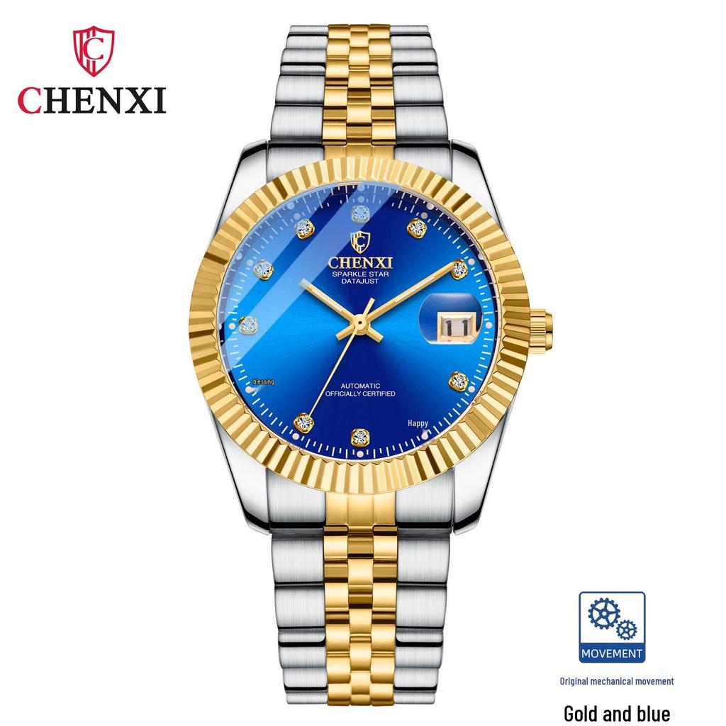 CHENXI Goldene Mechanische Uhr mit Stahlarmband - 8804A Modischer Trendsetter Business-Zeitmesser