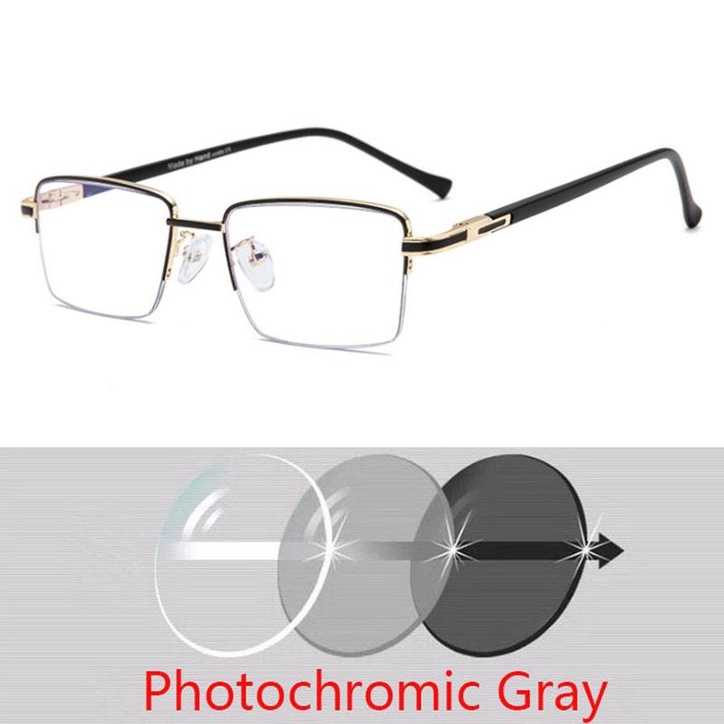 Men Half Metal Square Glasses Women Eyeglasses Myopia Optical Spectacles Ladies Clear Glasses 0 -0.5 -1.0 -2.0 To -6.0