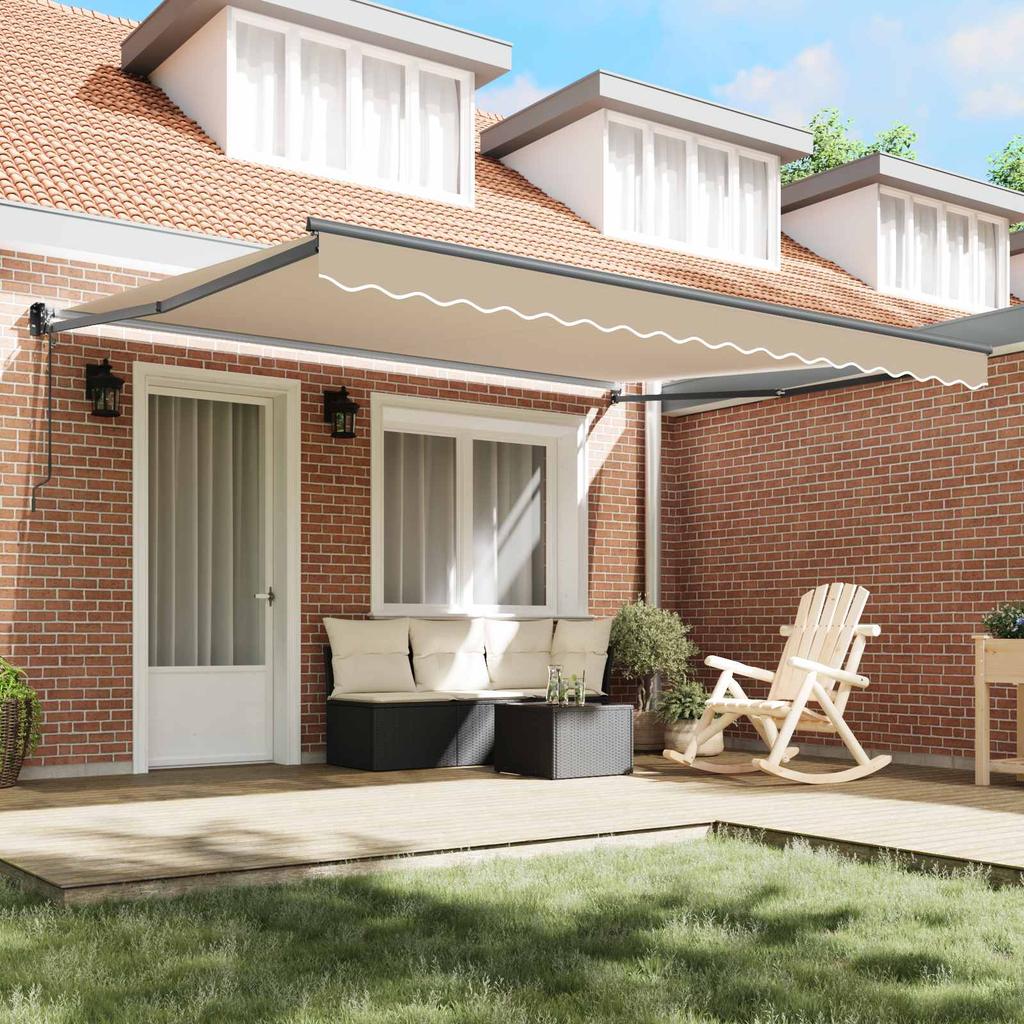 Retractable Awning Beige 400 X 300 Cm Polyester and Metal