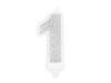 Partydeco Bougie d'Anniversaire Chiffre 1 Argentée 7cm