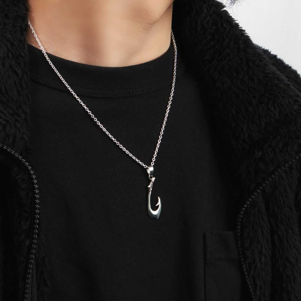 [Shinjuku Gin No Kura] Fish Hook Pendant Top (No Chain) Charm for Men, 925 Sterling Silver, Marine, Sea, Refreshing, Amulet, Sailor, Fisherman