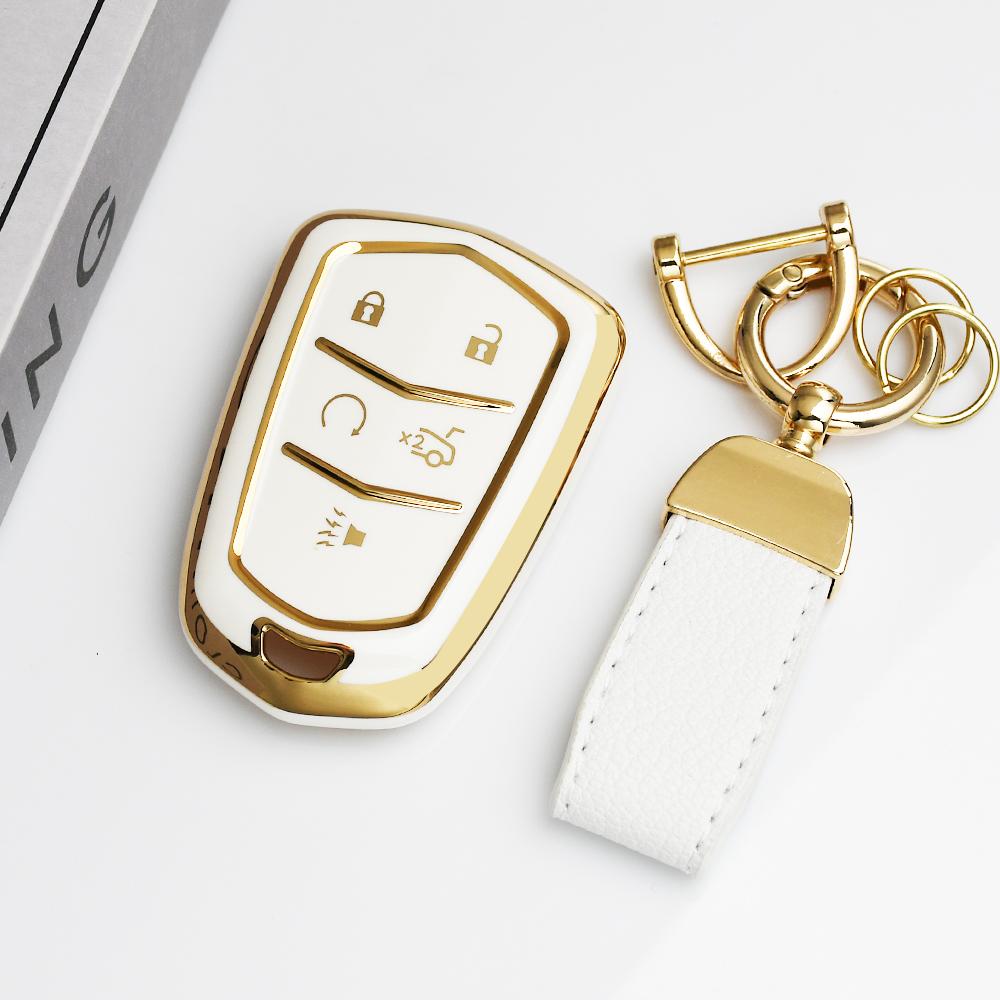 4/5 Buttons Shell Fob Holder Tpu Car Key Cover Case For Cadillac Ats Ct6 Cts Dts Xt5 Escalade Esv Srx Sts Xts Elr 2014 -