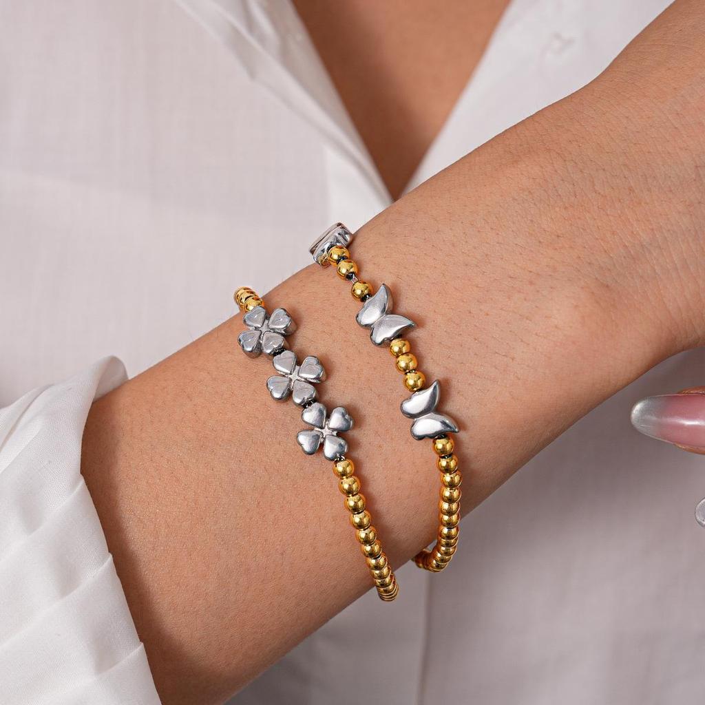 Titanium Steel Star Bead Bracelet - Elegant Design with a High-End Luxury Feel for Women