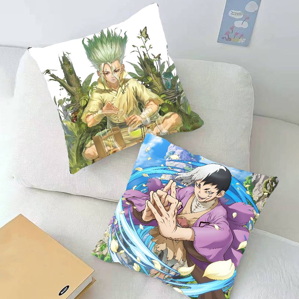 Anime D-Dr. Stone Pillow Case Cushion Cover Soft Cute Throw Pillow Case For Car Sofa Pillowcase Polyester With Zipper
