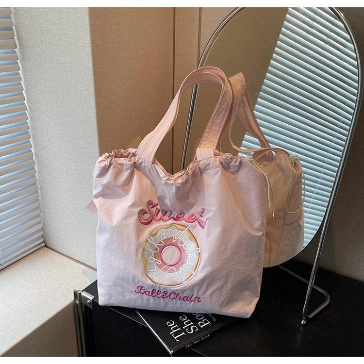 Embroidery Donut Nylon Bag Women's New Fashion Cartoon Commuter Bag Shoulder Handbag