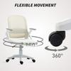Breathable Mesh Office Chair, Ergonomic Swivel Computer Chair with Flip-up Armrests, Lumbar Back Support for Home/Office, White