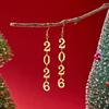 Creative Gold Color Stainless Steel Number 2026 Drop Earrings Star Heart 2026 New Year Earring For Women Men Party Jewelry Gift
