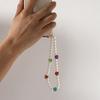 Simple Handmade Woven Beaded Phone Chain Personality Trendy Pearl Flower Phone Accessory Pendant