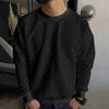 Men's Autumn and Winter Men's Knitted Sweater Jacquard Checkerboard Crew Neck Casual Bottom Long Sleeve Top Casual