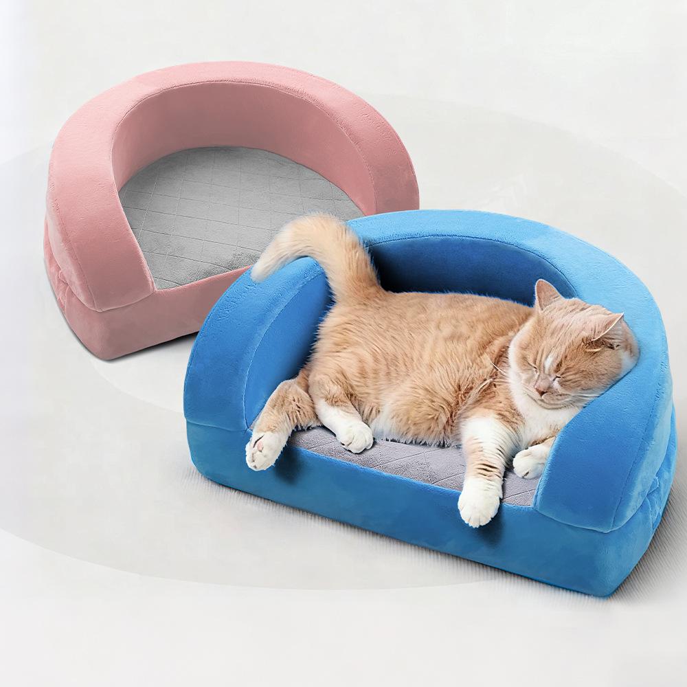 Custom Semi-Enclosed Washable Cat & Dog Bed – All Seasons Universal Sofa for Deep Sleep